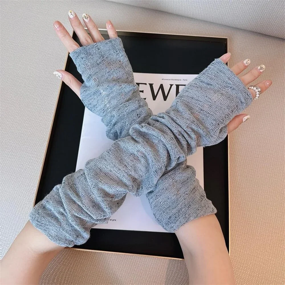 Women's Loose Gray Vintage Cosplay Party Sequins Hook Fingerless Long Gloves